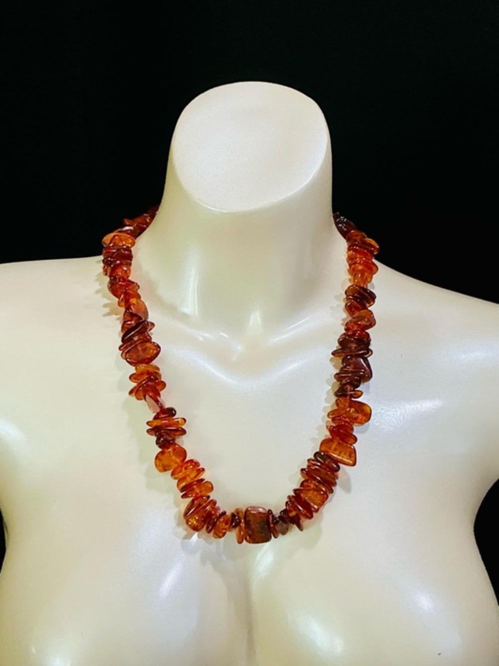 VTG Genuine Amber Chunks UNISEX Necklace - Warm Cognac Brown Lightweight EUC